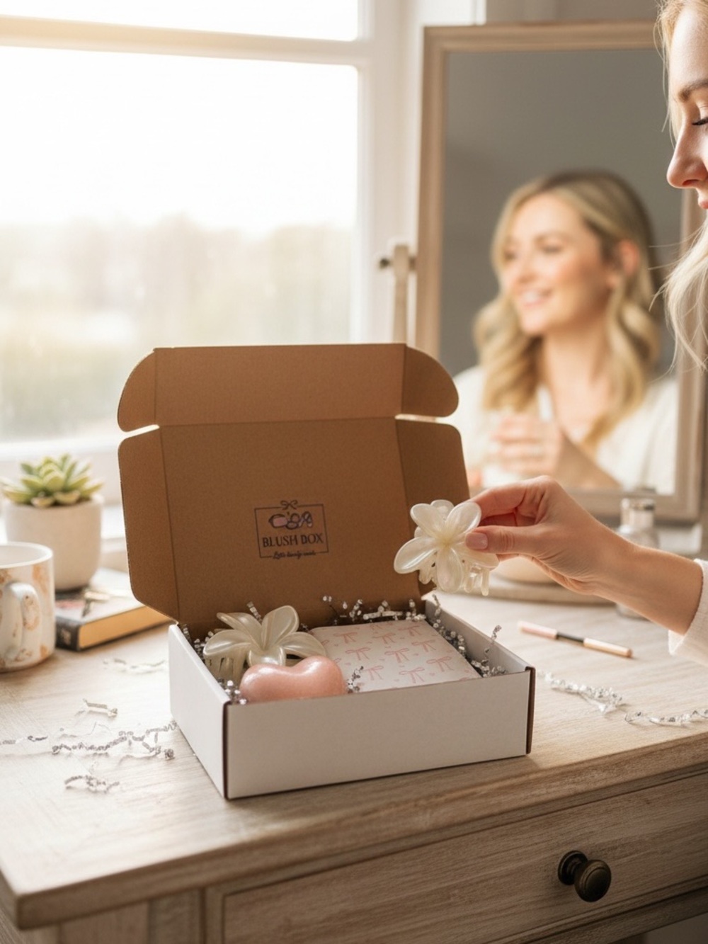 Blush Box Gift Set with Pearlescent Flower Accents